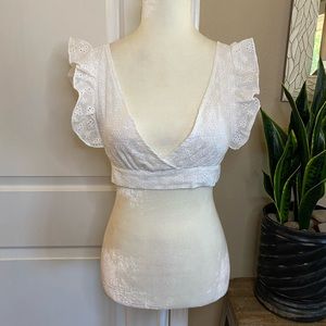 Vintage White Eyelet Crop Top